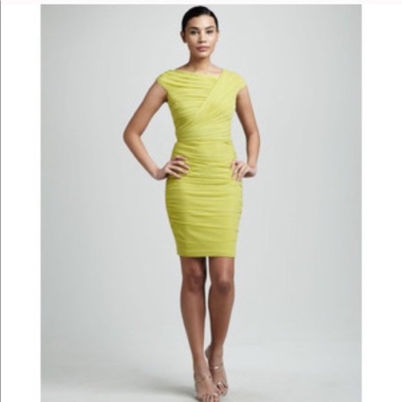 Tadashi Shoji Lime Green Bodycon Crepe Dress XS - Picture 7 of 7